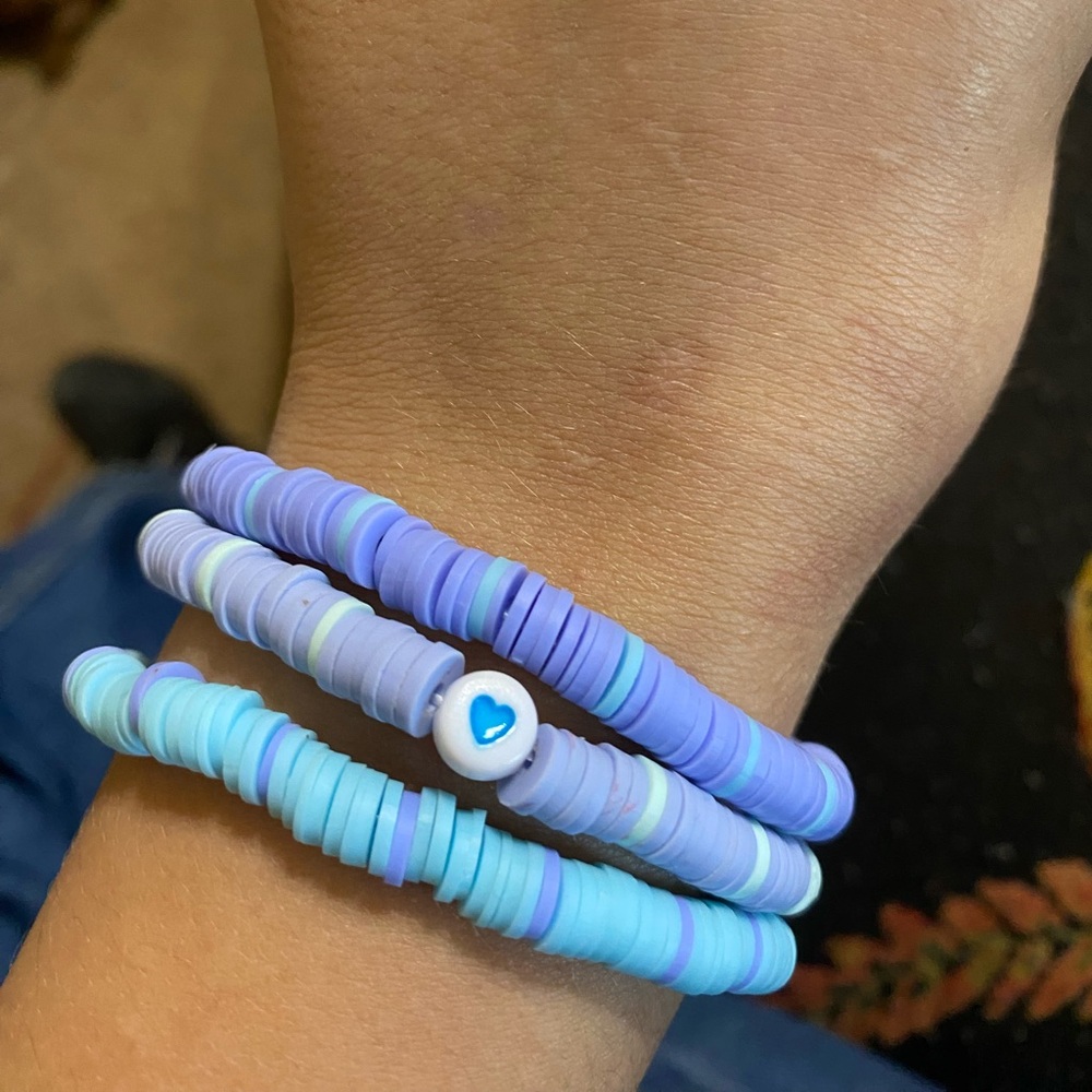 Purple clay bead bracelet set